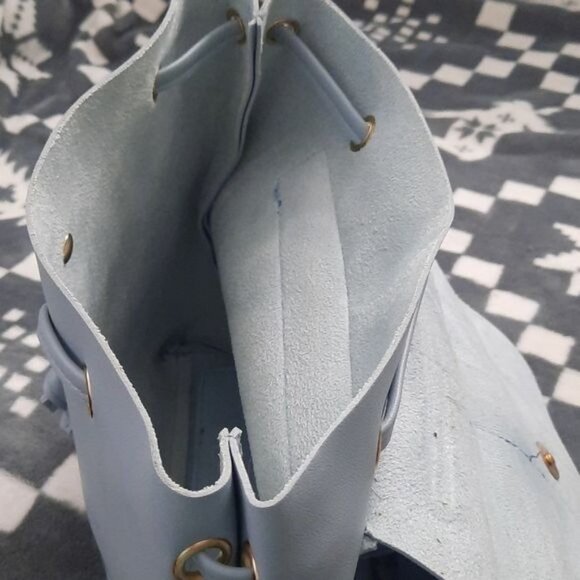 Dasein Baby Blue Leather Handbag Backpack - Picture 7 of 8